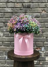 Цветочная композиция из Гипсофила и Розы в шляпной коробке #REPLACE_PRED# Духанино
