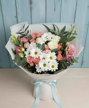 Букет цветов из:  Розы, Лизиантусы и Хризантемы в Духанино