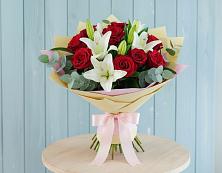 Букет цветов из:  Лилии и Розы #REPLACE_PRED# Духанино