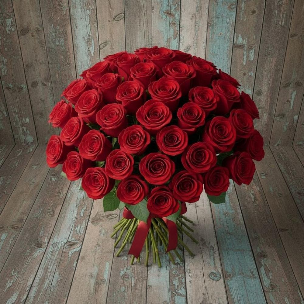 Букет 55 Красных роз Фридом в Духанино