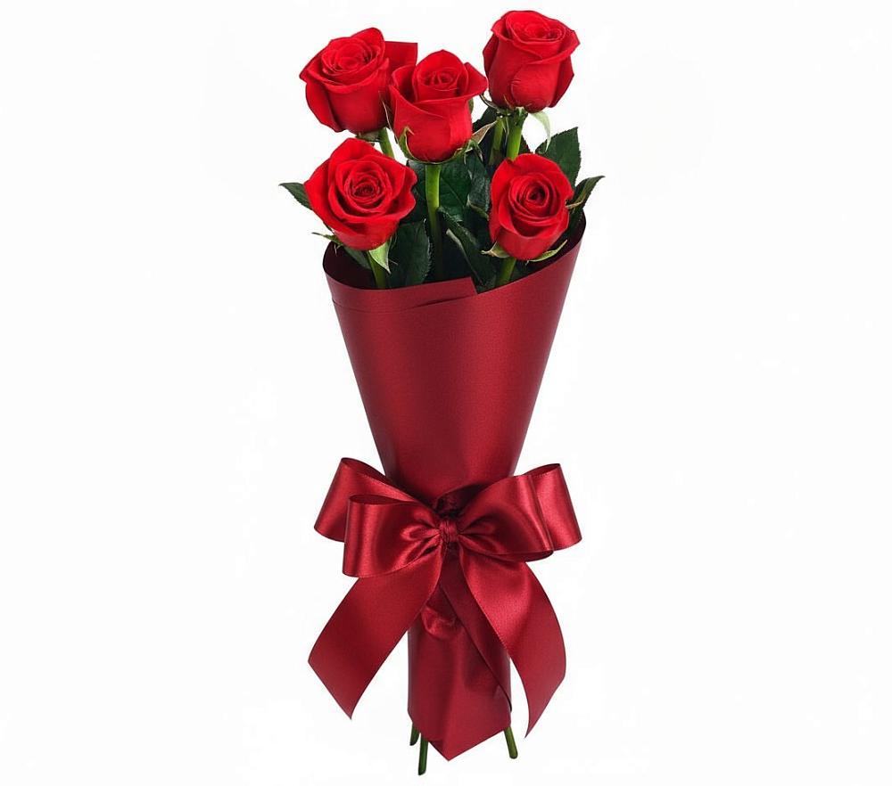 Букет 5 Красных роз Эдлесс Лав в Духанино