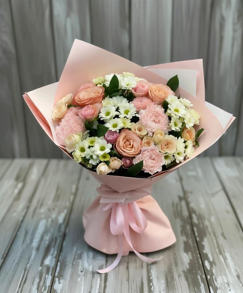 Букет цветов из: Гвоздики, Розы и Хризантемы в Духанино