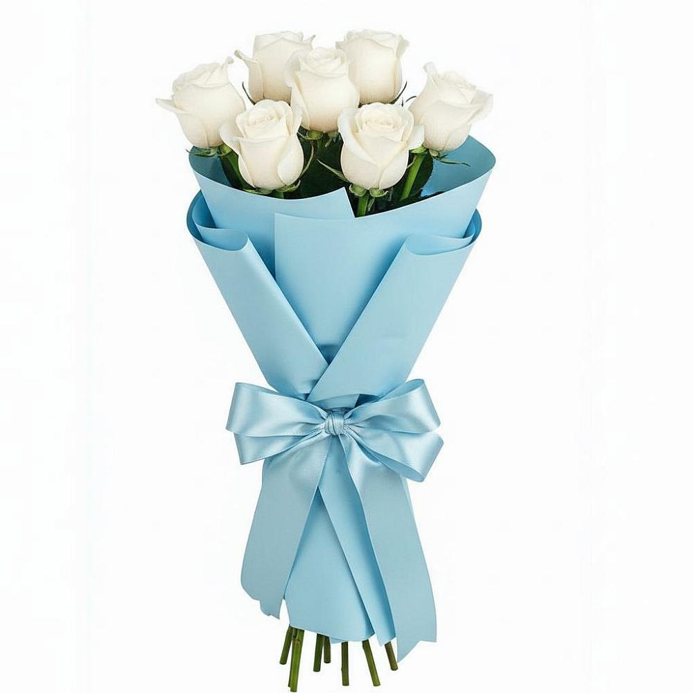 Букет 7 белых роз Проуд в Духанино