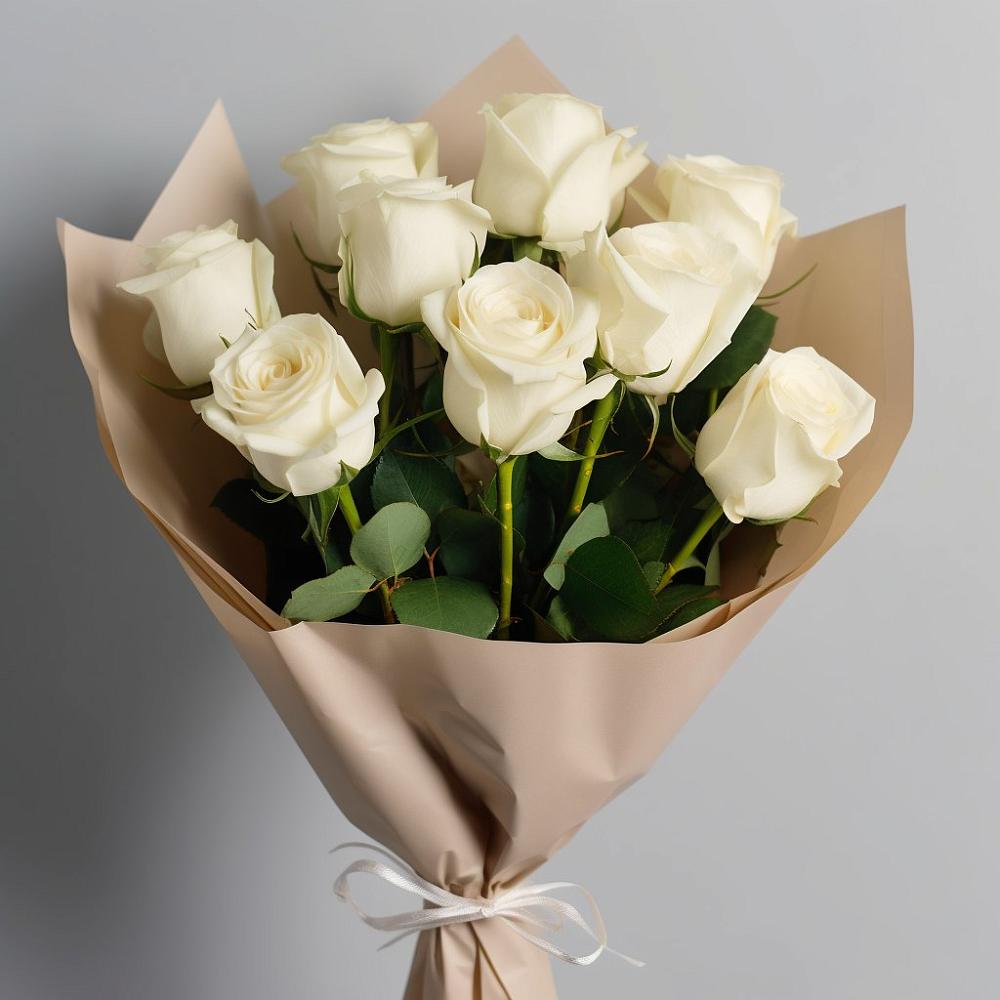 Букет 9 Белых роз Эдлесс Лав в Духанино