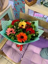 Букет цветов из:  Герберы, Хризантемы и Альстромерии #REPLACE_PRED# Духанино