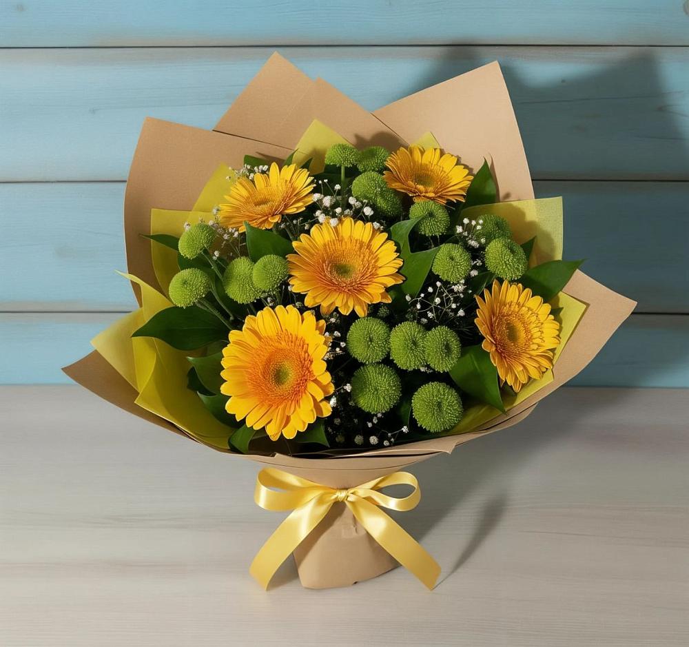 Букет цветов из: Герберы и Хризантемы в Духанино