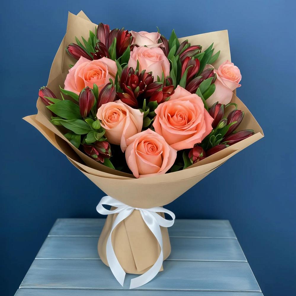 Букет цветов из: Розы и Альстромерии в Духанино