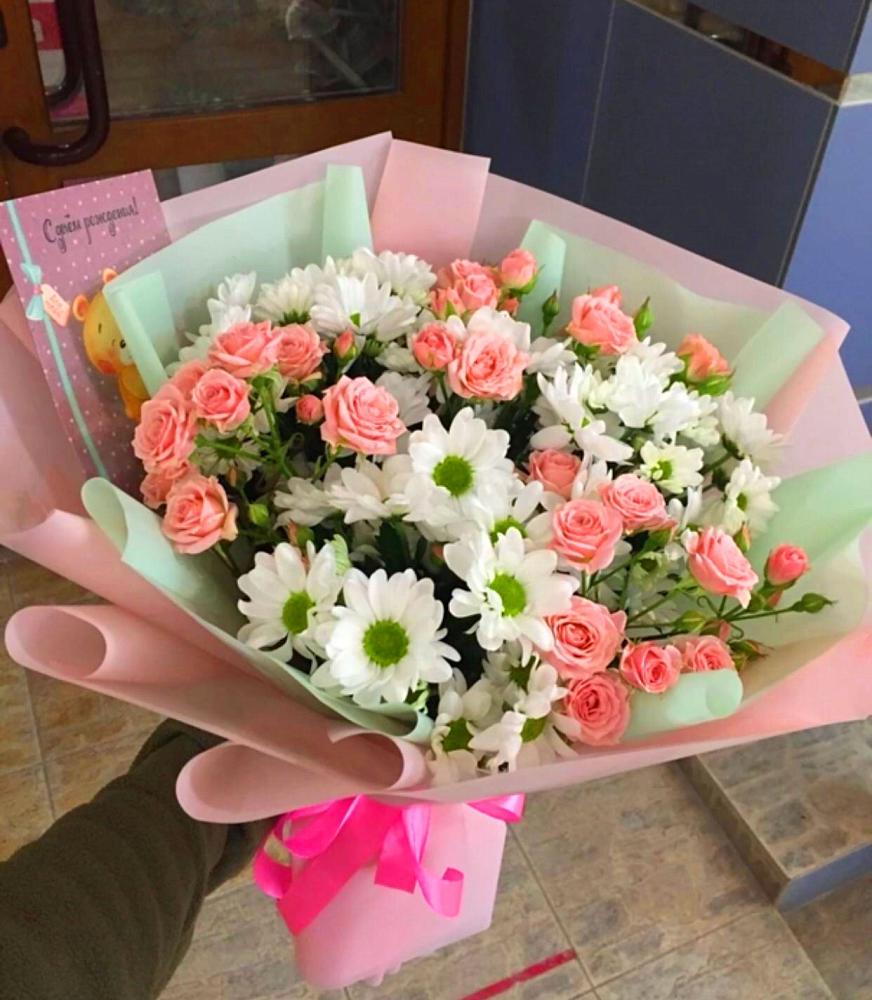 Букет цветов из: Розы и Хризантемы в Духанино