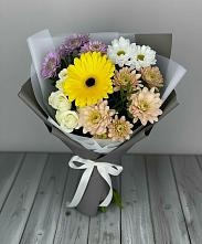 Букет цветов из:  Розы, Герберы и Хризантемы #REPLACE_PRED# Духанино