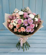 Букет цветов из:  Хризантемы, Розы и Альстромерии #REPLACE_PRED# Духанино