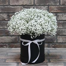 Цветочная композиция из Гипсофила в шляпной коробке в Духанино