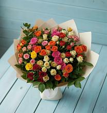 Букет Микс из разноцветных кустовых роз #REPLACE_PRED# Духанино